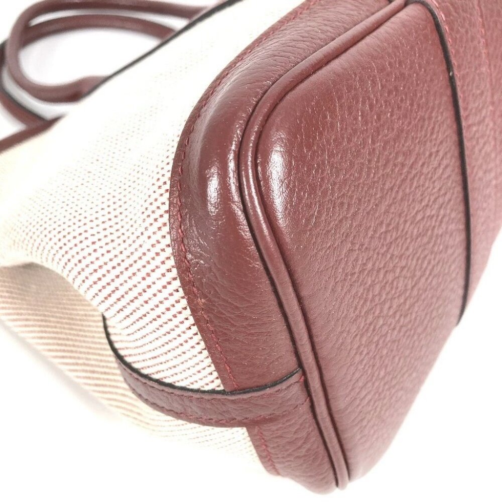 HERMES Garden Party TPM Tote Bag Hand Bag Toile H / Leather wine-red/Beige - Picture 4 of 16